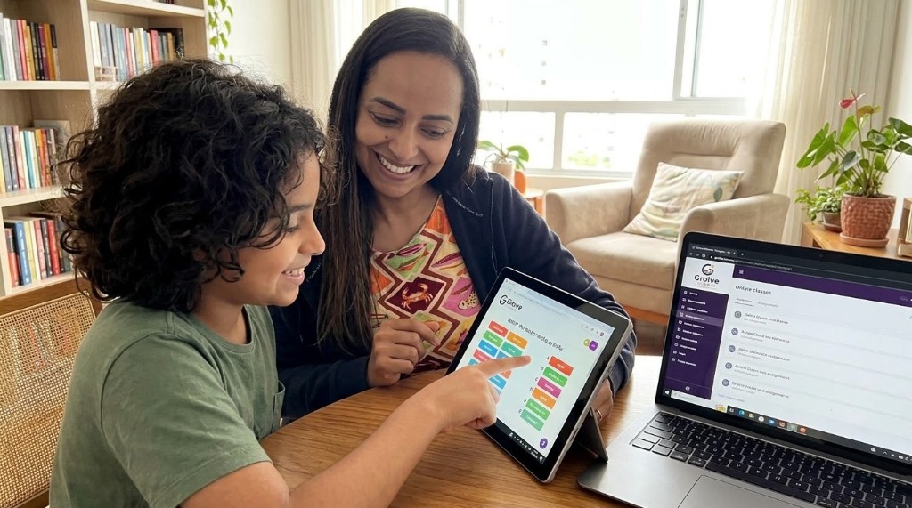 Acompanhamento digital do aprendizado em família - Grolve Idiomas